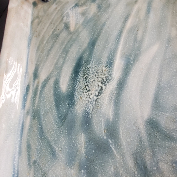 Signed Studio Art Pottery Rectangular Tray Cobalt Blue White Wash Coastal Decor - Picture 7 of 9